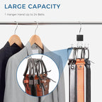 Belt Hanger, Belt Organizer for Closet 360° Rotatable Max 24 Belt Storage Space Saving Closet Organizers and Storage for Belt, Bra, Tank Top, Tie, Scarf, Purse 3Pcs