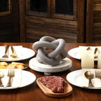 Yalikop 3 Link Wood Knot Decor Rustic Home Décor Accents Hand Carved Coffee Table Decoration, Boho Chain Link Decoration, Modern Shelf, Rustic Objects for Home Living Room Bedroom(Gray)