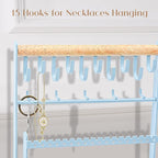 ProCase Jewelry Organizer Stand Necklace Organizer Earring Holder, 6 Tier Jewelry Stand Necklace Holder with 15 Hooks, Jewelry Tower Display Rack Storage Tree for Bracelets Earrings Rings -Blue