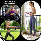 16-Pcs Resistance Bands Set - Premium Elastic Workout Bands for Home Gym, Strength Training, Yoga & Physical Therapy