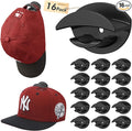 HOUSE DAY Adhesive Hat Hooks for Wall 16 Pack, Strong Hat Rack for Baseball Cap Display Organizer, Hats Holder for Wall, Door, Closet, No Drilling, Black