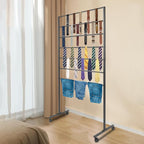 7 Tiers Rolling Display Tie & Scarf Rack Towel Belt Pants Hangers Ribbon Organizer Hijab Stand, Floor Standing Tie Scarves Hanging Rack Necktie Holder for Home Commercial Clothing Retail Store