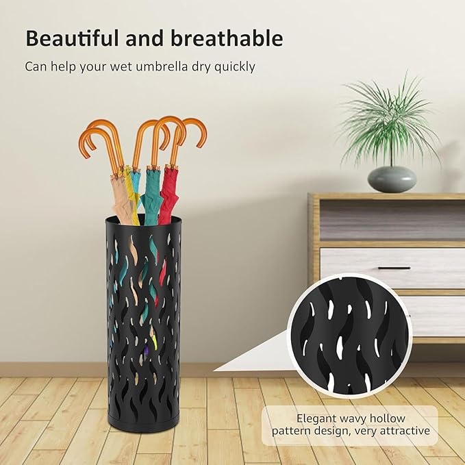 Umbrella Stand - Metal Organizer Standing,15x15x42cm Umbrella Stand Rack Bin | for Indoor Living Room Entryway Hallway Balcony Office Hotel Reception Lounge Restaurant
