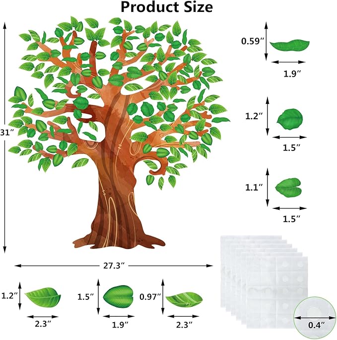 Fancy Land Classroom Tree Bulletin Board Set Tropical Leaves Summer Tree Decoration Cutouts for Classroom Wall Decor School Supplies
