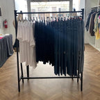 Black Modern Clothing Rack Metal,Retail Clothing Racks for Boutiques,Clothes Racks for Hanging Clothes,59in Industrial Iron Garment Rack