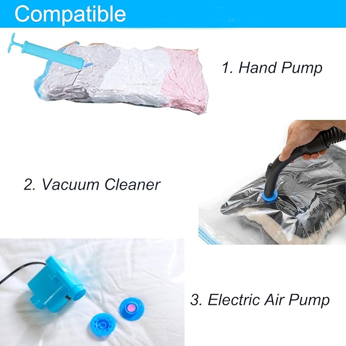 Vacuum Storage Bags Space Saving Bags for Comforters Clothes Pillow Bedding Blanket Storage, Double Zip Lock Seal & Leak Valve, Free Travel Hand Pump Included (6 Pack Medium - 28 * 20 inches)