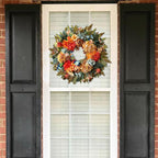 WANNA-CUL 24 Inch Spring Hydrangea &Peony Wreaths for Front Door, Summer Fall Door Wreath with Orange Dahlia Flowers for Wedding or Indoor&Outdoor Decoration