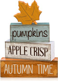 Lineshading 4 Pcs Fall Decoration for Home Wooden Maple Leaf Fall Tiered Tray Decor Thanksgiving Table Centerpiece Rustic Decorative Maple Leaf Block Signs Gift Farmhouse Autumn Decoration for Home