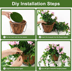 Homsunny Artificial Hanging Flowers Plants Basket for Outdoor Decoration,4 PCS Faux Silk Bougainvillea Vine Flowers Look Real UV Resistant for Outside Porch Patio Yard Garden Decor(Pink