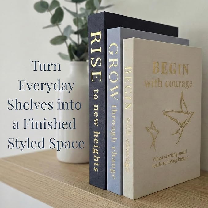 Decorative Books for Home Decor | Elevate your Bookshelf Decor with Coffee Table Books (Fake Books Set of 3) | Faux Books for Decoration | Hollow Book Box with Hidden Storage | Decorative Storage Box