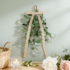 4 PCS Spring Summer Teardrop Swag Chandelier Rings Wreaths Decoration with Bow Artificial Green Olive Sconce Lighting Swag Wreath Greenery Candlestick Wreath for Farmhouse Wall Cabinet Holidays Decor