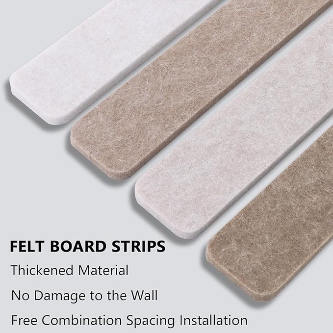Vuzvuv 8 pcs Bulletin Board Bar Strips No Adhesive Backing with Glue Points ，Self Adhesive Cork Board for Wall，Felt Pin Board for School，Office Decor(Mix-Brown)