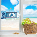 Coastal Beach Arrow Front Door Sign, Summer Nautical Sea Starfish Conch Shell Wood Plaque Hanger Outdoor Outside Porch Home Decor, Ocean Farmhouse Wooden Wreath Indoor Wall Hanging Decoration