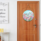 Welcome Spring Summer Hummingbirds Sign for Front Door Decor Spring Floral Wood Door Hanger Sign Spring Decorations Seasonal Farmhouse Wreath Wall Hanging Sign for Home Outdoor Outside Porch 12”x12”