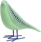 Quoowiit Bird Figurine, Modern Sculpture and Statues for Home Decor, Animal Statues for Bookshelf, Table, Entryway, Fireplace, Resin Decorative Sculpture with Chic Polka Dots Art Design (Green)