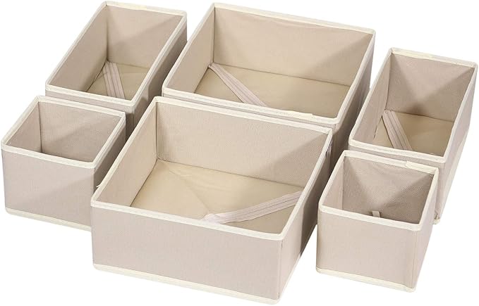 DIOMMELL 6 Pack Foldable Cloth Storage Box Closet Dresser Drawer Organizer Fabric Baskets Bins Containers Divider with Drawers for Clothes, Underwear, Bras, Socks, Lingerie, Clothing