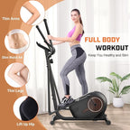 ANCHEER Elliptical Exercise Machine, Elliptical Trainer for Home Gym, Exercise Equipment 500Lbs Max Weight, Ultra-Silent Elliptical Machine, with Smooth 14 Resistance Levels & Pulse Rate Grips