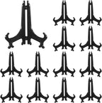 Boao 12 Pack Plastic Easel Stand Display Card Plate Stands Photo Holder Picture Frame Book or Other Items Easel for Weddings, Birthdays, Home Decoration, Tables(7 Inches,Black)