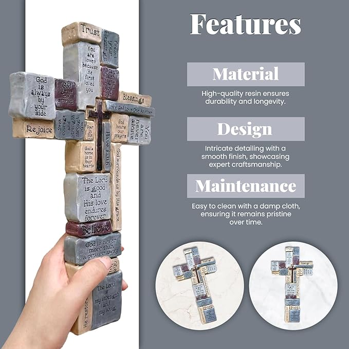 Imerance Inspirational Resin Wall Cross,11 Inch Crucifix Wall Cross,Christian Decor,Christian Gifts and Religious Gifts for Women,Men