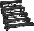 Tribe Lifting Resistance Bands for Working Out Men and Women - Set of 5 Pull Up Bands for Strength Training, Exercise Bands with Handles, Door Anchor and Bar Options for Home Gym