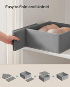 SONGMICS Drawer Organizers, Dresser Divider Organizers, Set of 12, Foldable Fabric Storage Boxes for Socks, Underwear, Bras, Ties, Scarves, Dove Gray URDZ006G02