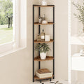 Hzuaneri Corner Shelf Stand, Corner Bookshelf, Storage Standing Shelf Unit with Metal Frame, Plant Stand, Bookcase for Living Room, Home Office, Bedroom, 5-Tier Rustic Brown CS05901B