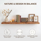 40 Inch Floating Shelves, Solid Wood Wall Shelves, 8 Inch Deep Floating Shelf – for Bathroom, Bedroom, Living Room, Kitchen, Home Decor & Storage, Heavy-Duty Wooden Shelf Wall-Mounted, Set of 2