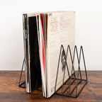 Udreamer 9 Slot Vinyl Holder,Desktop Vinyl Record Storage Holds Up 30 Vinly Records,Metal Magazine Rack Triangle File Holder for Office Homer,Black