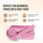 Live Well Starter Kit for Beginners – 2 EVA Foam Yoga Blocks (3x6x9 in) + 8ft Pink Yoga Strap with Loops – Yoga Accessories for Stretching, Balance, Alignment & Flexibility
