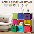 9 Cube Storage Organizer with Shelf Back to School Boxes 11 Inch Toy Storage Bins Closet Organizers Drawers Fabric Dresser for Playroom Books Bedroom Dorm Kitchen (Multicolor)