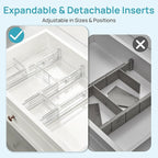 Vtopmart 2.36” Drawer Dividers with Expandable Inserts, 12.8"-22.3" Adjustable Kitchen Drawer Organizer, Clear Plastic Organizer Separator for Flatware, Utensil, Cutlery, 6 Dividers with 10 Inserts