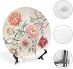 250th Anniversary Decorative Plates 10 Inch Watercolor Floral Patriotic Decorations Commemorative Plates with Stand Memorial Day 4th of July Veterans Day Home & Office