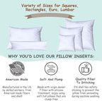 Pillowflex Synthetic Down Pillow Insert - 13x19 Down Alternative Pillow, Ultra Soft, Small Rectangle, Lumbar, Travel, Neck, Sleeping Pillow - 1 Decorative Pillow Form