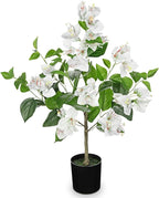 Fake Plants Bougainvillea Artificial Flowers, Fake Flowers Faux Trees Indoor 25.5", White Flowers Artificial Bougainvillea Trees for Home, Living Room, Bedroom, Kitchen, Dining Room Table Decor