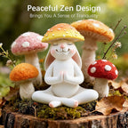 Meditation Mushroom Resin Statues – Cute Yoga Mushroom Figurines for Desk, Home, Office & Garden Decor – Zen Resin Sculptures for Living Room, Patio, Tabletop & Backyard (1 Pack, Rabbit)