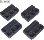 Set of 32 Interlocking Desk Drawer Organizer Tray Dividers Plastic Shallow Narrow Drawers Organizers Separators Storage Bins Container for Kitchen Bathroom Makeup Office Vanity Bedroom Dresser