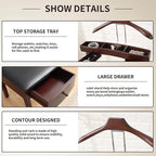 Wooden Suit Valet Stand with Drawer Suit Valet Stands for Men Freestanding Clothes Valet Stand with Trouser Bar and Tie Bar
