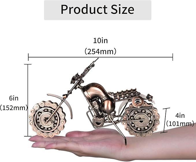 Metal Motorcycle Model - Collectible Moto Decor, Ideal Motorcycle Gifts for Men, Handcrafted Metal Replica for Study/Office/Living Room Decoration (Copper-Oversized)