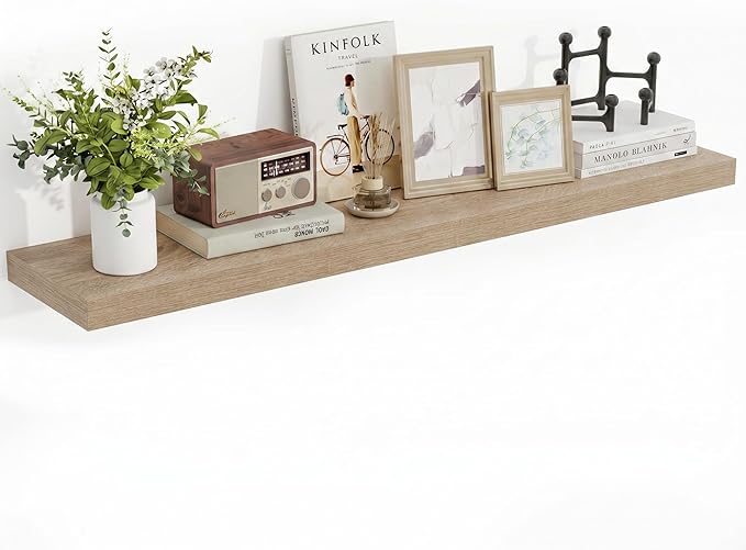 Acovy 40 Inch Floating Shelves, 3D Textured Wood Grain, 40"x9.25"x1.5" Inch Deep Floating Shelves for Wall, Wooden Shelves for Bathroom, Bedroom, Living Room, Vintage White Oak, 1 Piece