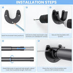 Closet Rods for Hanging Clothes, 17 to 69 Inch Stepless Adjustable Closet Rod, 1.3 Inch Diameter Metal Heavy Duty Closet Hanging Rod for Closet Wardrobes Laundry RV, Black