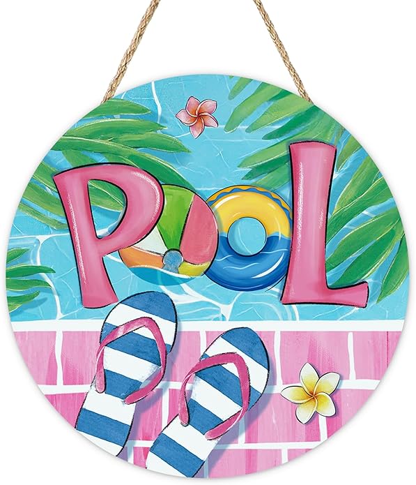 Summer Pool Flip Flops Front Door Sign