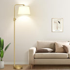 【Upgraded】 Dimmable Floor Lamp, 1000 Lumens LED Edison Bulb Included, Arc Floor Lamps for Living Room Modern Standing Lamp with Shade, Tall Lamps for Living Room Bedroom Office Dining Room - Gold
