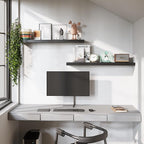 BAMEOS 47in Floating Shelves, Black Wall Mounted Wooden Shelves with Invisible Brackets Set of 2