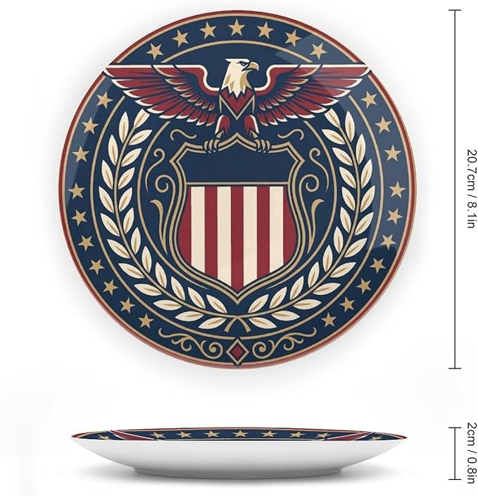 250th Anniversary Decorative Plates 8 Inch Eagle Patriotic Decorations Commemorative Plates with Stand Independence Day 4th of July Veterans Day