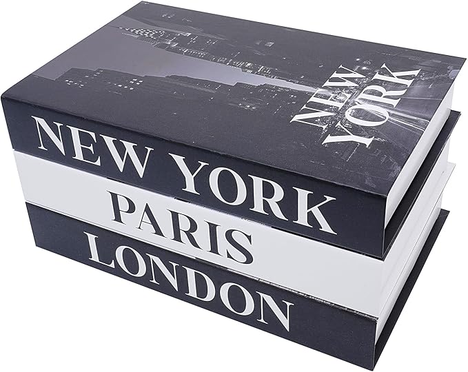 3 PCS Faux Decorative Books for Home Decor-Coffee Table Books Decor-Aesthetic Fake/Faux Books for Decoration,libros Decoration for Coffee Table, Shelf Accessories (3-Paris London Newyork kiss)