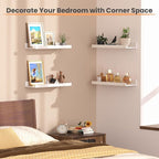upsimples Floating Shelves for Wall, Wall Shelves for Decor Storage Set of 6, Wall Mounted Wood Shelf for Bedroom, Living Room, Bathroom, Kitchen, Picture Ledge Shelf, White