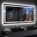 LOAAO 84X32 Inch RGB LED Bathroom Mirror with Lights, Anti-Fog, Dimmable Lighted Bathroom Vanity Mirror, Colorful Multiple Light Modes, RGB Backlit + Front Light, Memory Function, Tempered Glass