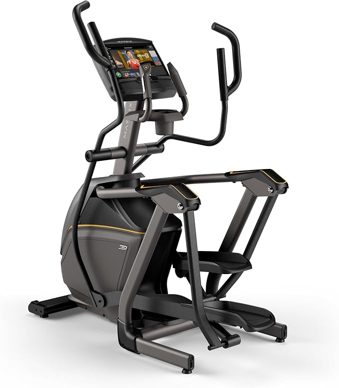 Matrix Fitness E50 Elliptical with XIR | 16" Touchscreen (WiFi+BT+HDMI) | Low Impact Workouts, Full Body Cardio, High Calorie Burn | Space Saving Compact Design, Suspension Elliptical