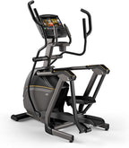 Matrix Fitness E50 Elliptical with XIR | 16" Touchscreen (WiFi+BT+HDMI) | Low Impact Workouts, Full Body Cardio, High Calorie Burn | Space Saving Compact Design, Suspension Elliptical