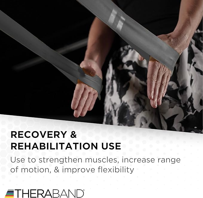 THERABAND CLX Resistance Band with Loops, 5-Foot Non-Latex Exercise Band for Mobility, Rehab, Stretching & Home Workouts, Color-Coded Resistance Levels